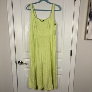 Linen Blend MIDI Dress By Old Navy Lime Green Large